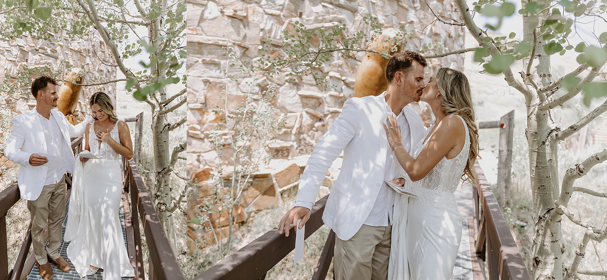 wedding day first look and letter exchange