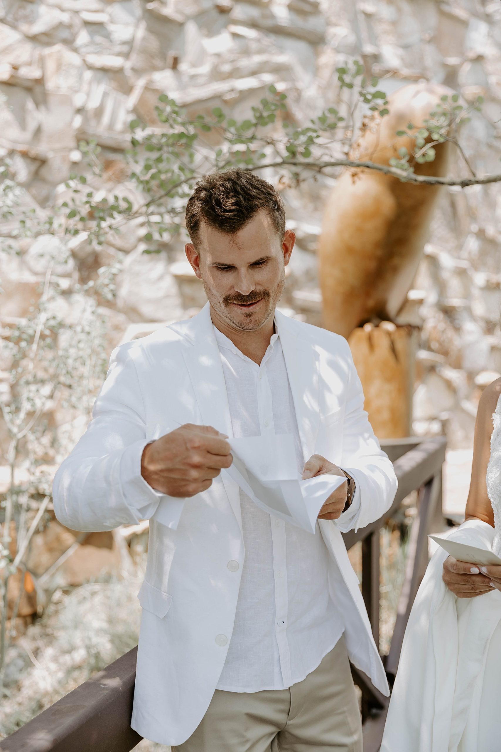 wedding day first look and letter exchange