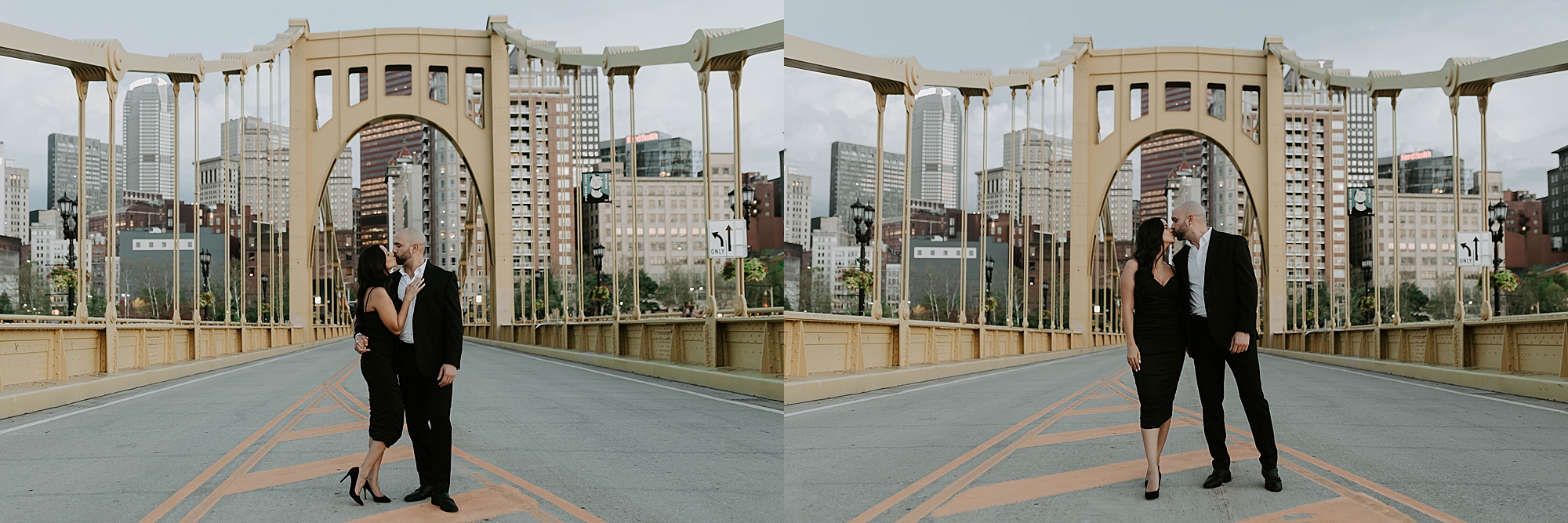 engagement photo ideas, Roberto Clemente Bridge 6th Street Bridge Pittsburgh