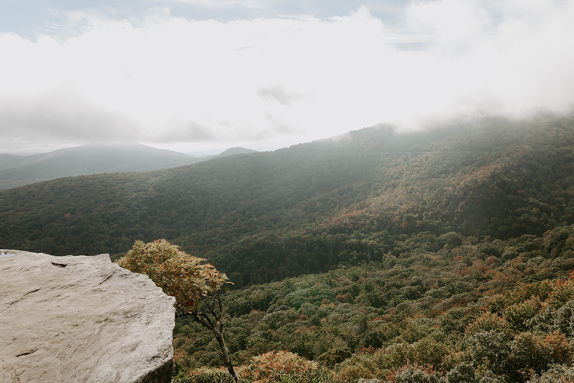winter engagement photos, Mariah Treiber Photography, Asheville + Boone NC engagement locations, Rough Ridge Overlook