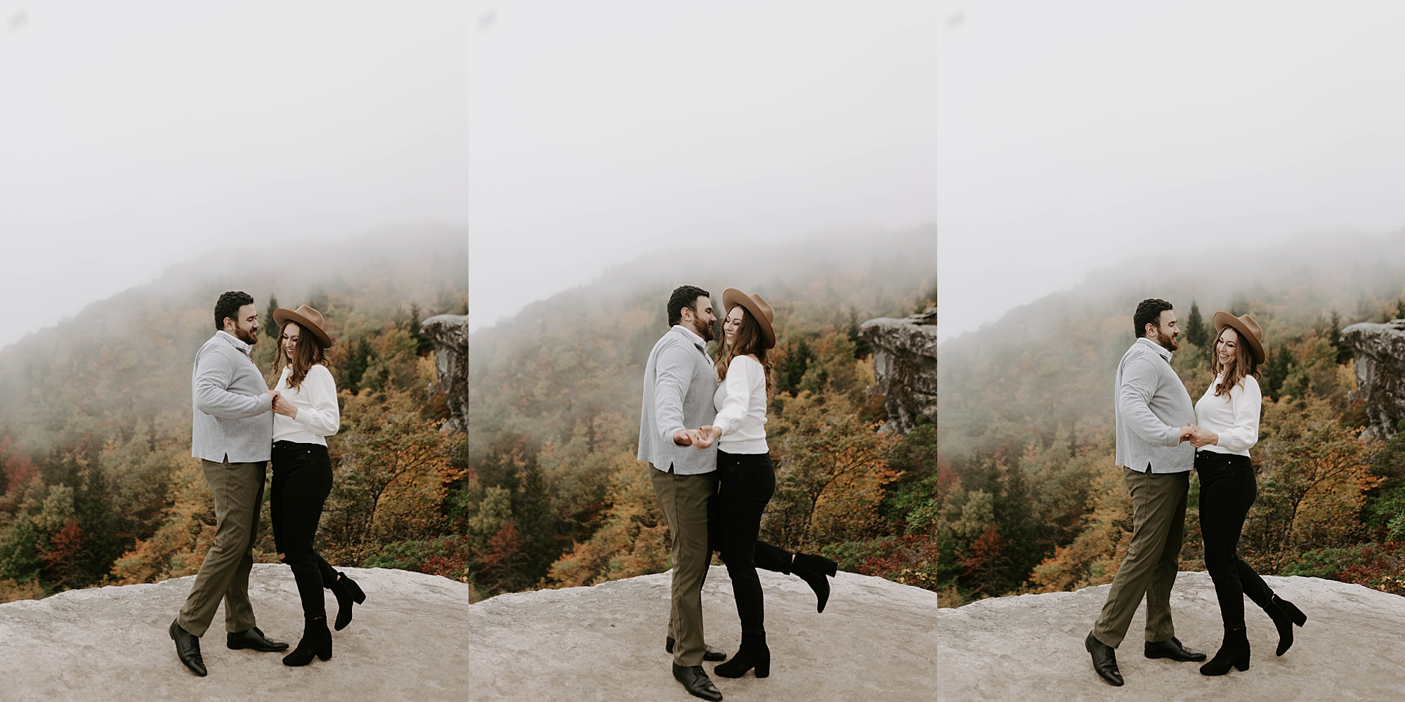 winter engagement photos, Mariah Treiber Photography, Asheville + Boone NC engagement locations, Rough Ridge Overlook
