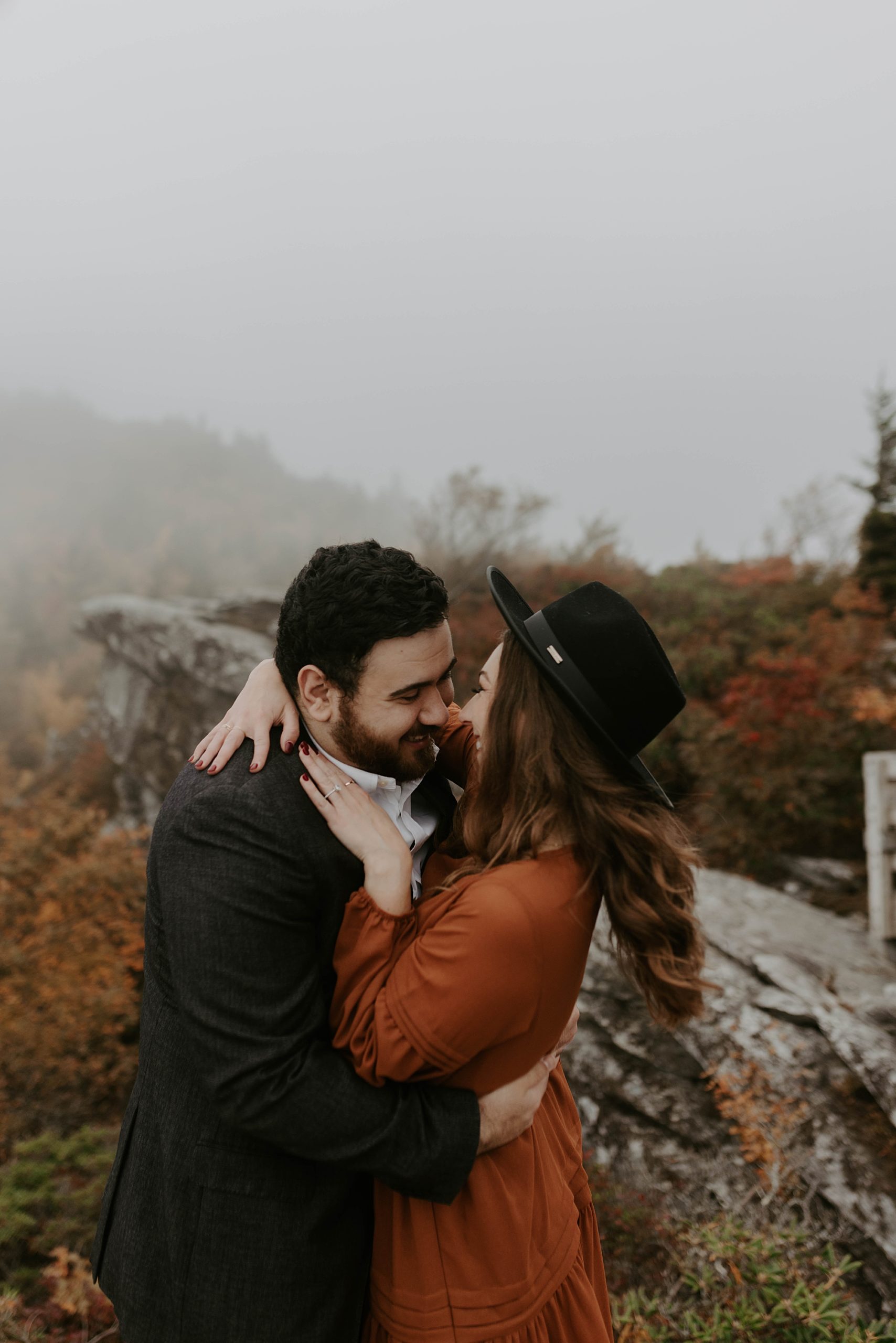 winter engagement photos, Mariah Treiber Photography, Asheville + Boone NC engagement locations, Rough Ridge Overlook