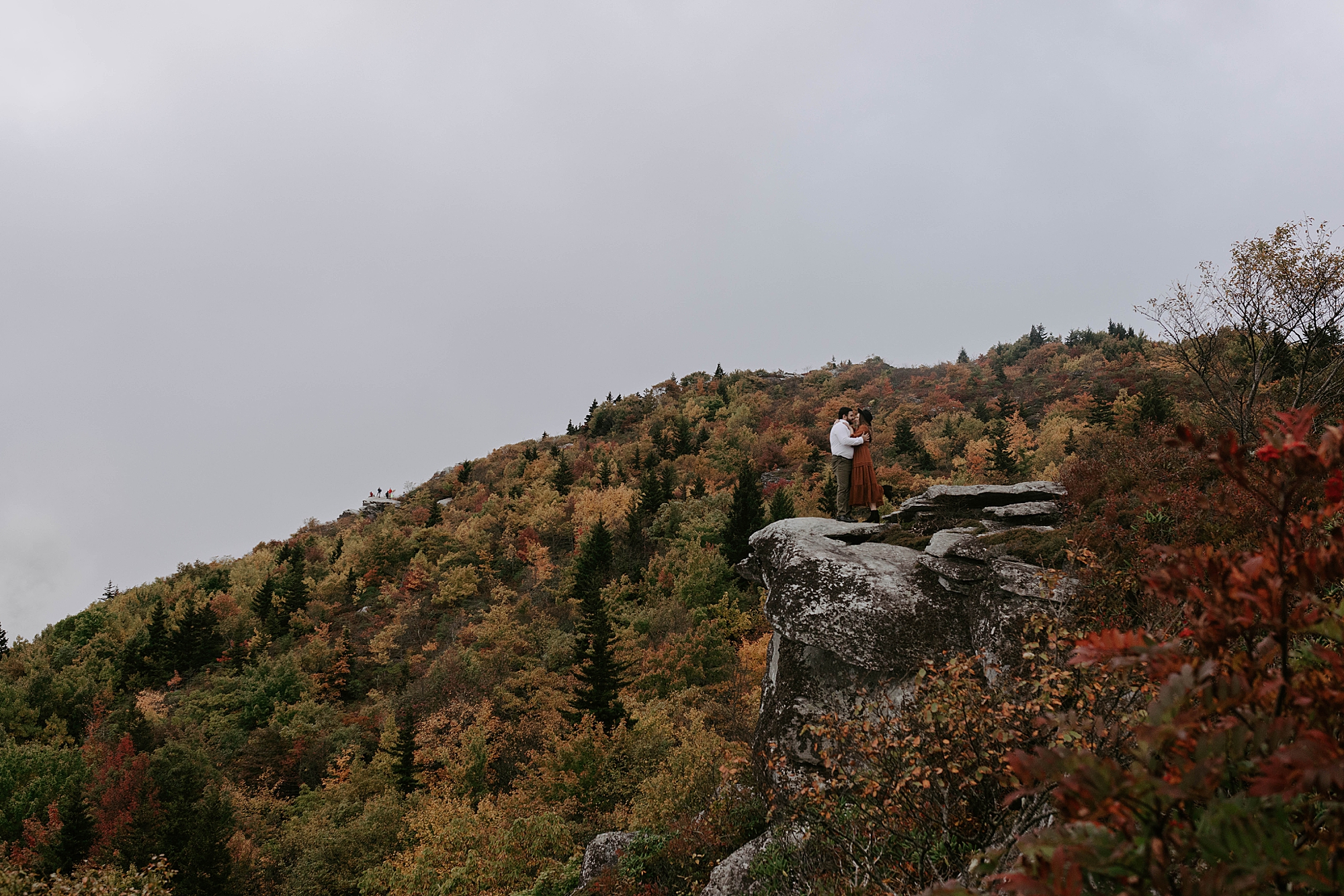 winter engagement photos, Mariah Treiber Photography, Asheville + Boone NC engagement locations, Rough Ridge Overlook