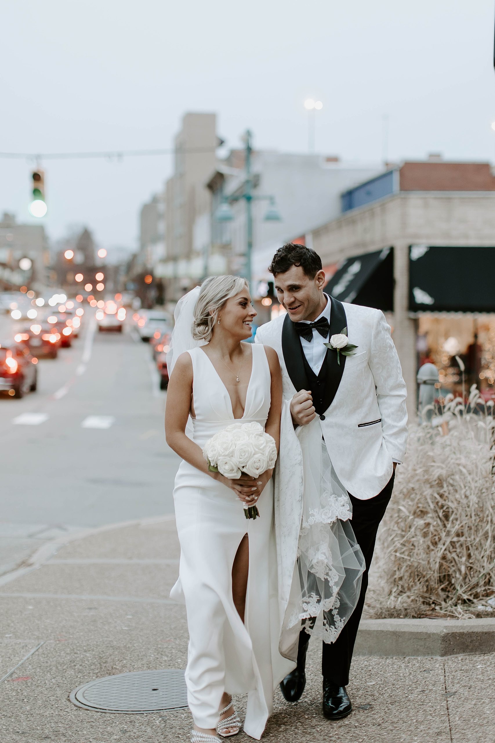 couple wedding portraits downtown Mt. Lebanon, PA 