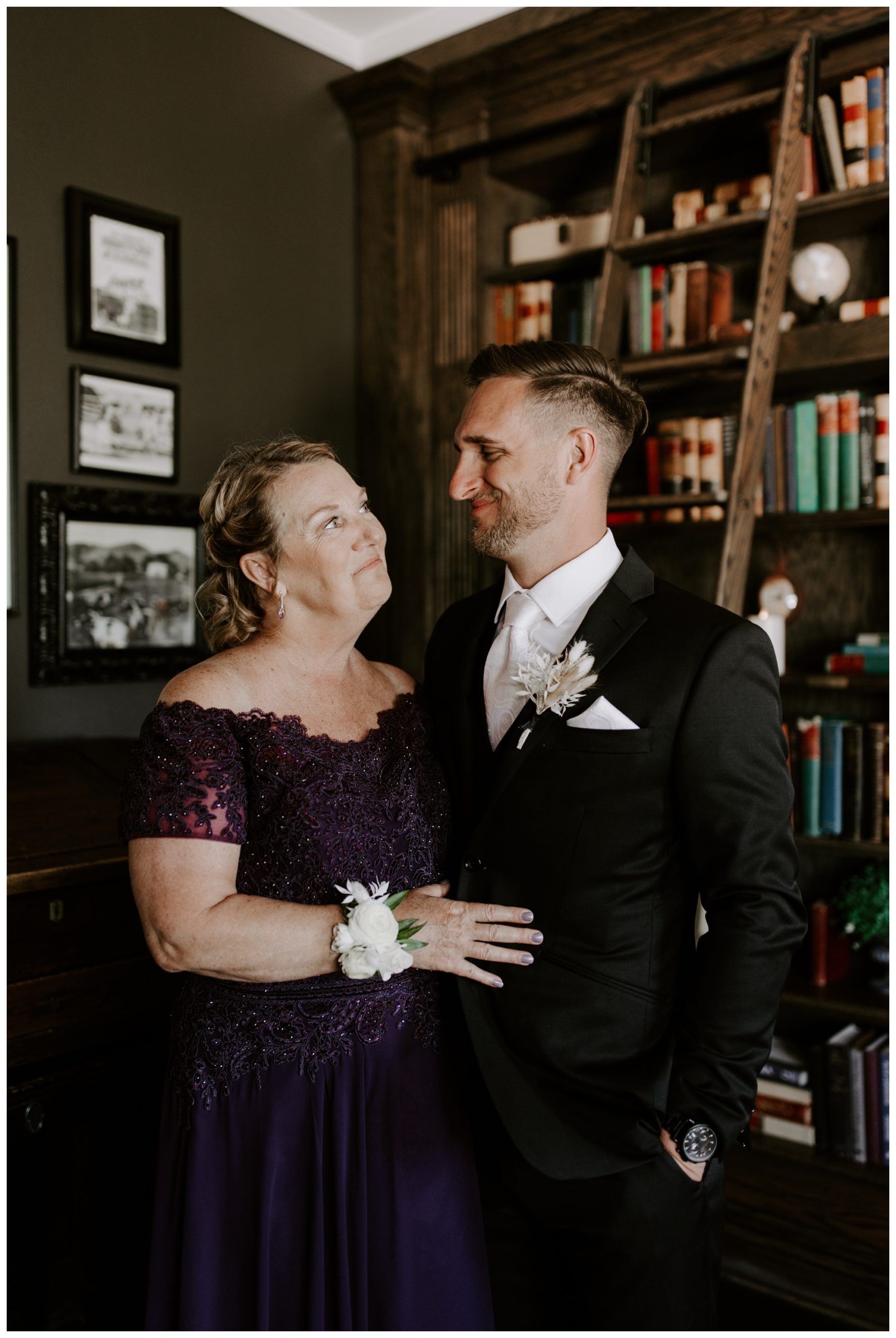 mother son wedding portraits