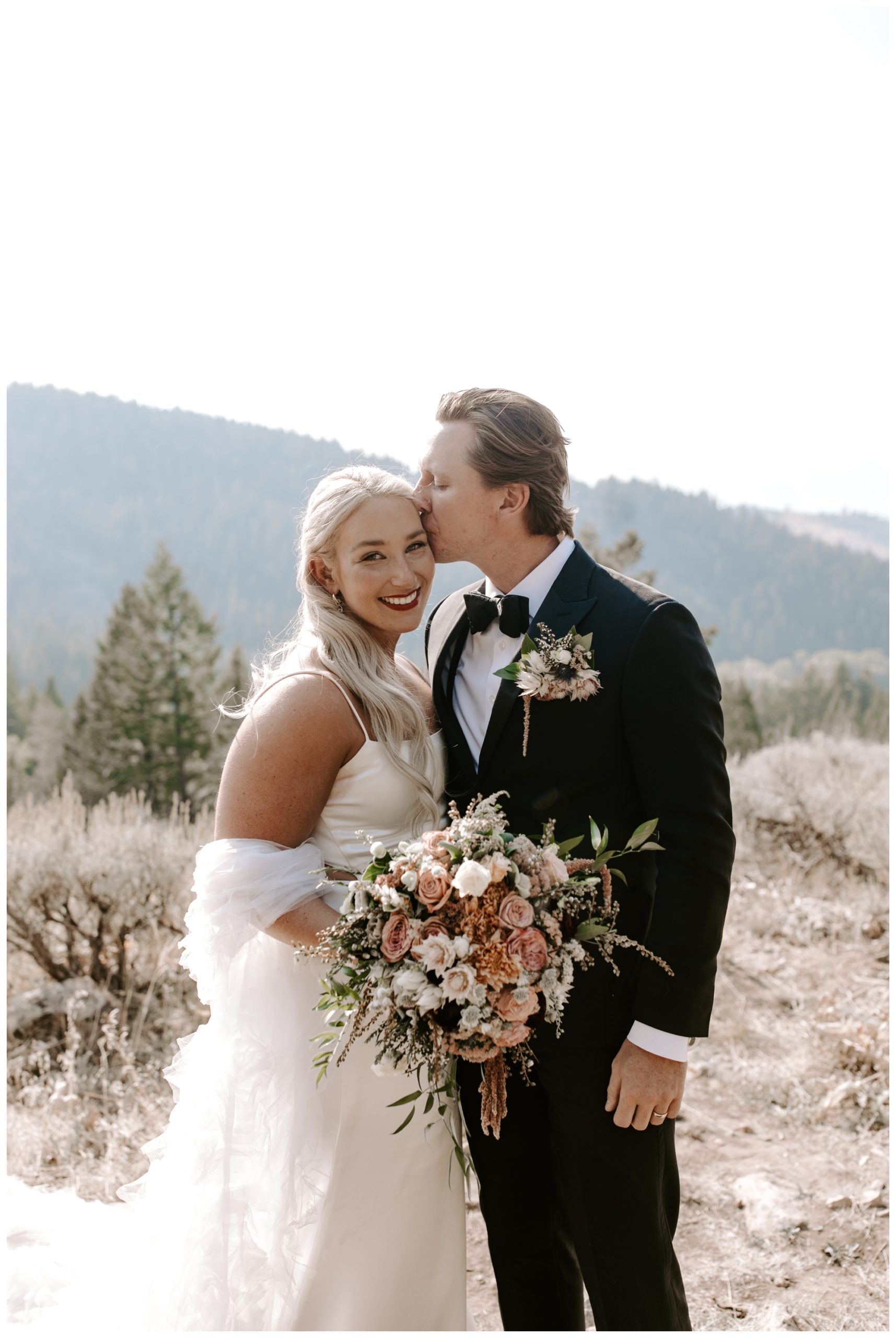 mountain wedding portraits; Grand Tetons; Wedding Tree; Jackson Hole, WY