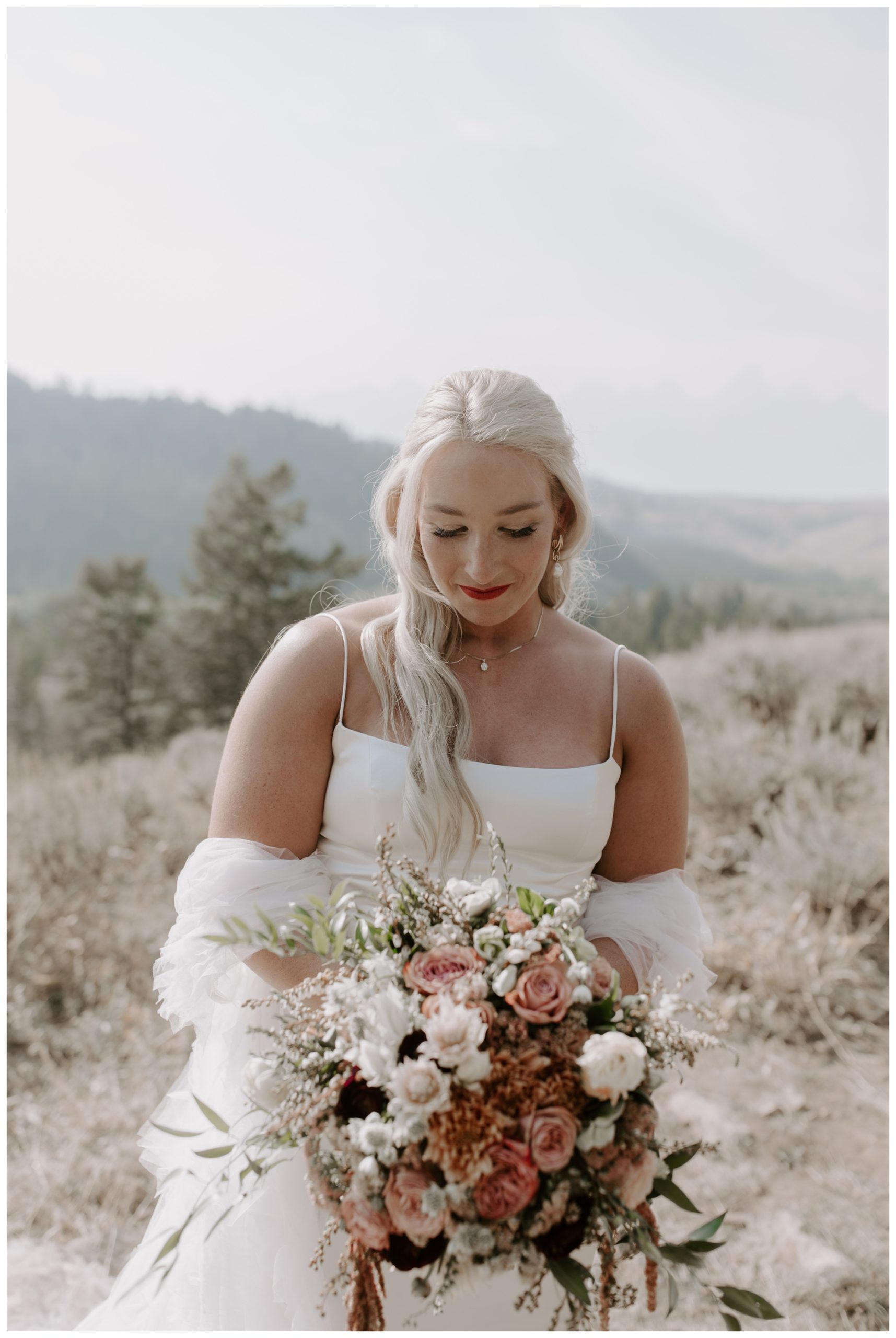 mountain wedding portraits; Grand Tetons; Wedding Tree; Jackson Hole, WY