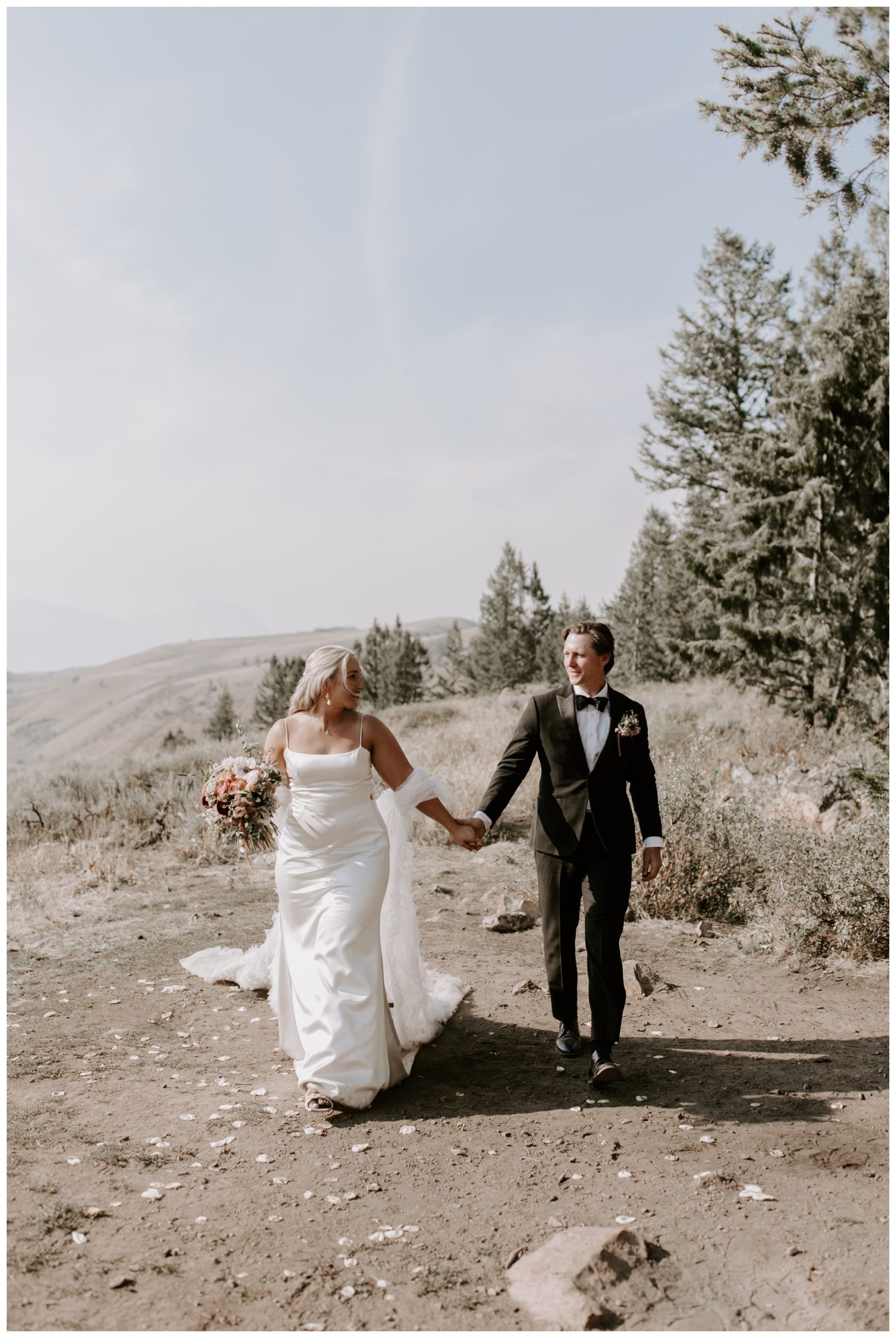 mountain wedding portraits; Grand Tetons; Wedding Tree; Jackson Hole, WY