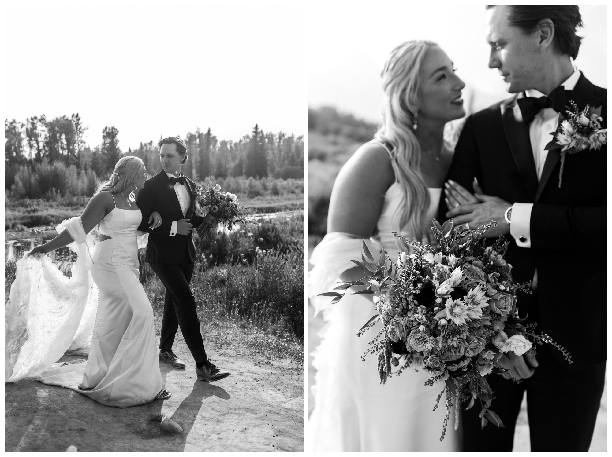 mountain wedding portraits; Grand Tetons; Wedding Tree; Jackson Hole, WY