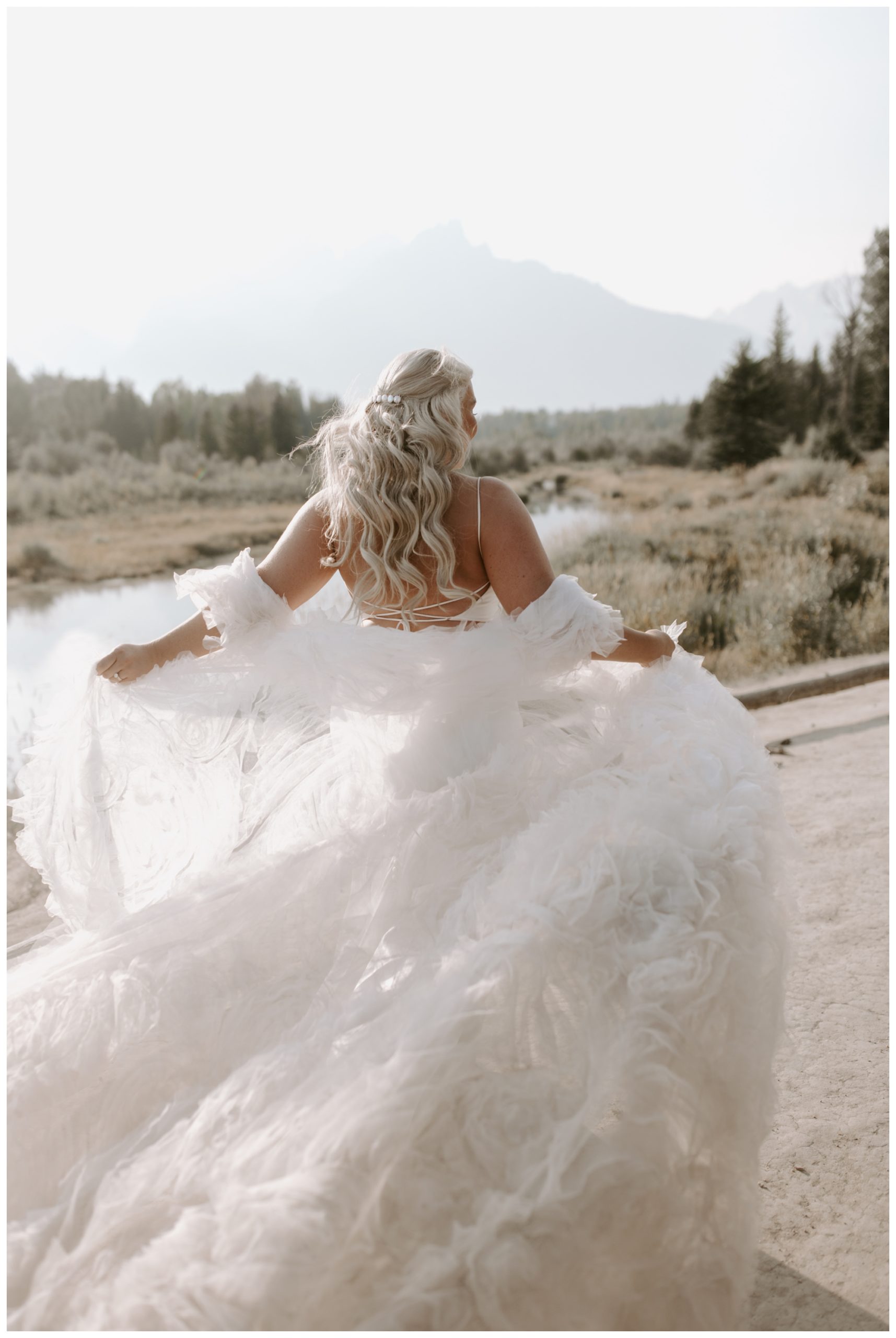 mountain wedding portraits; Grand Tetons; Wedding Tree; Jackson Hole, WY