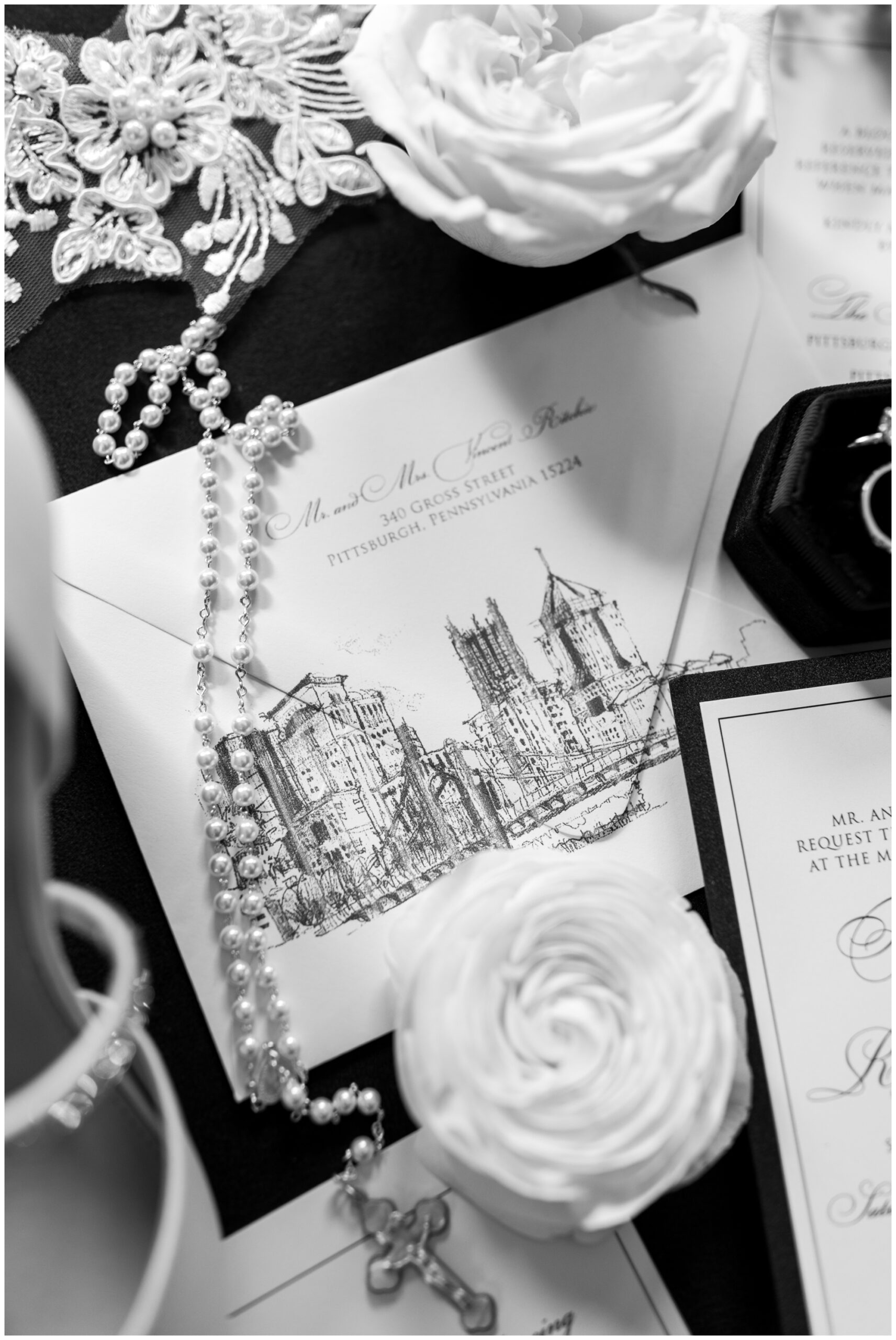 lay flat wedding details; wedding invitation suite