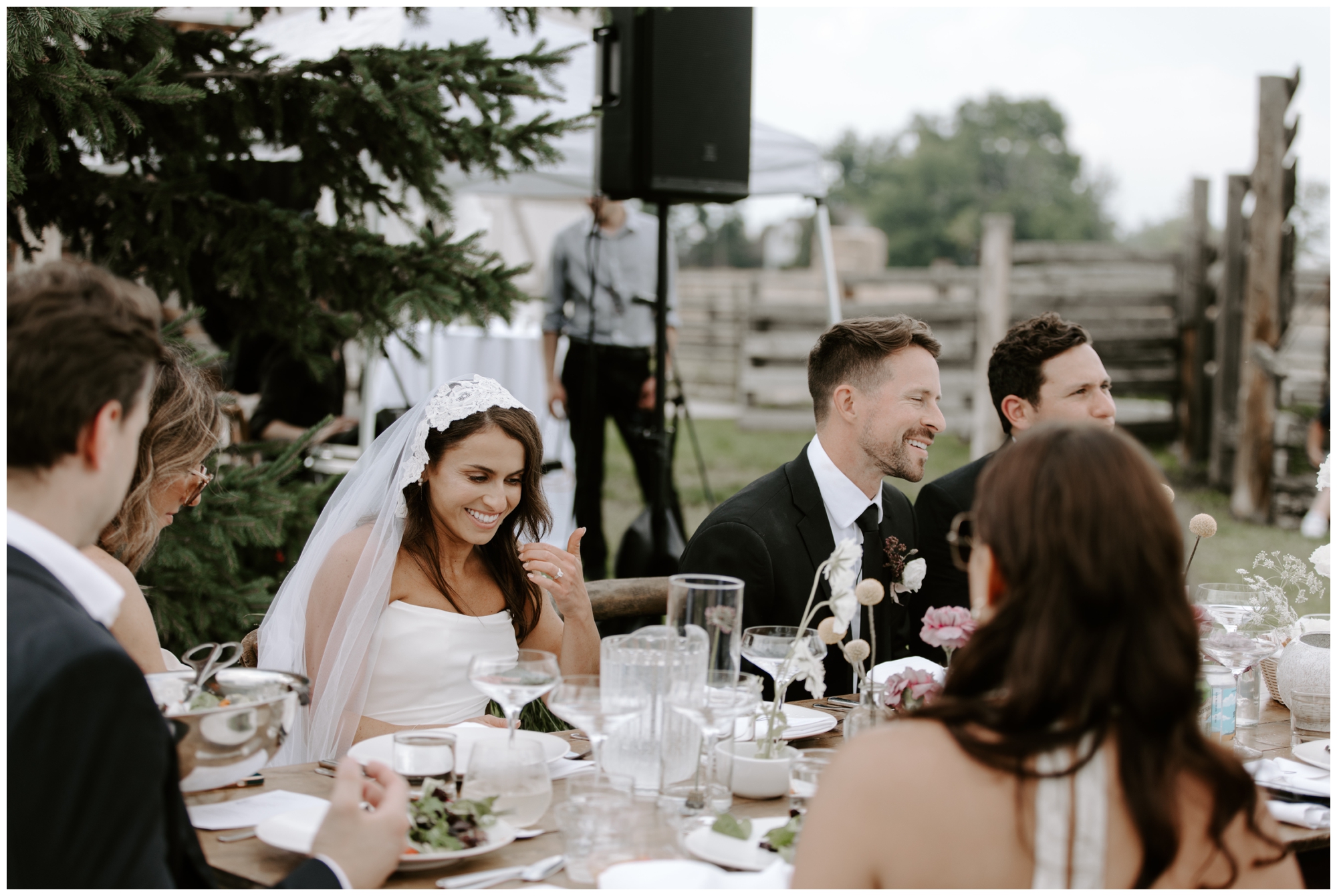 outdoor mountain wedding reception