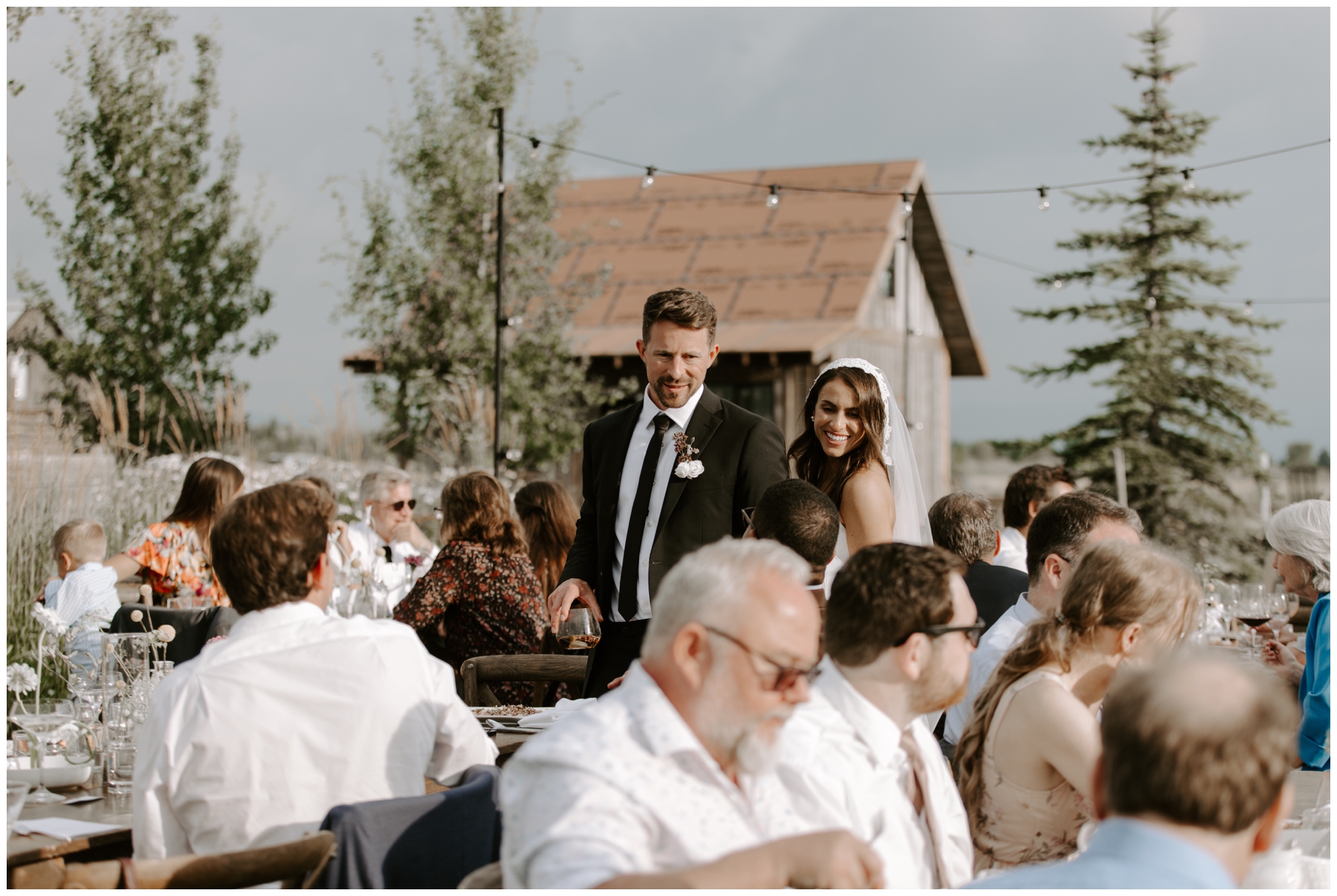 outdoor mountain wedding reception